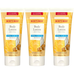 Burt’s Bees Milk and Honey body lotion bottle front for daily hydration