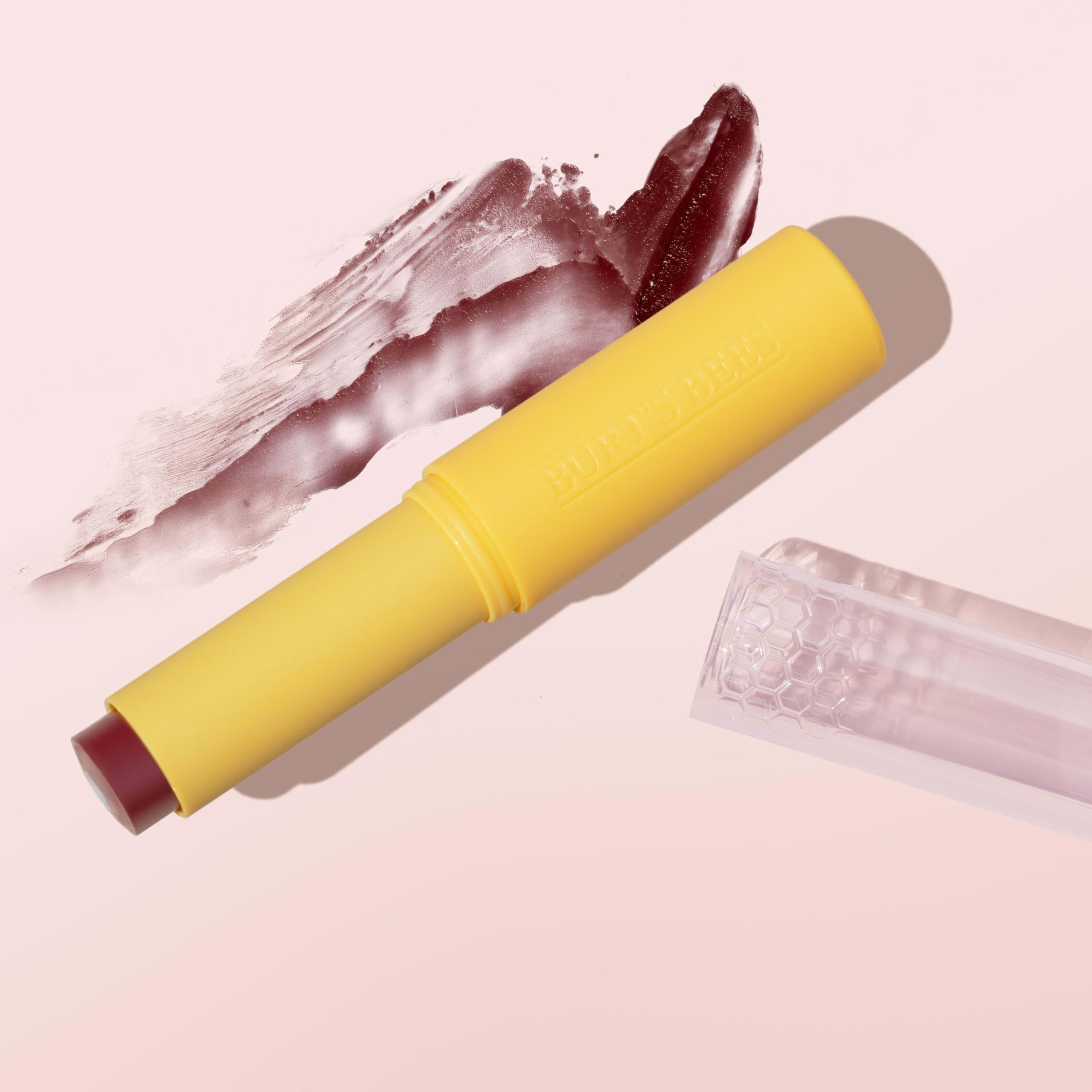 Burt's Bees Misty Mauve close-up highlights tint and texture.