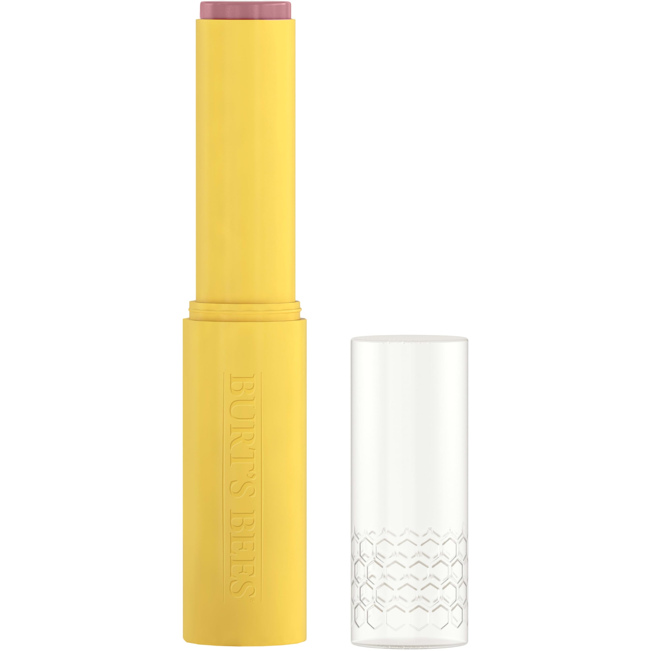 Burt's Bees Misty Mauve tint application shows buildable color for day-to-night lips.