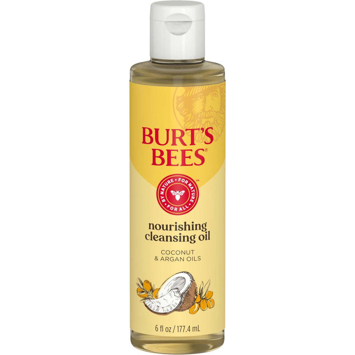Burt's Bees Nourishing Cleansing Oil bottle close-up highlighting its hydrating formula.
