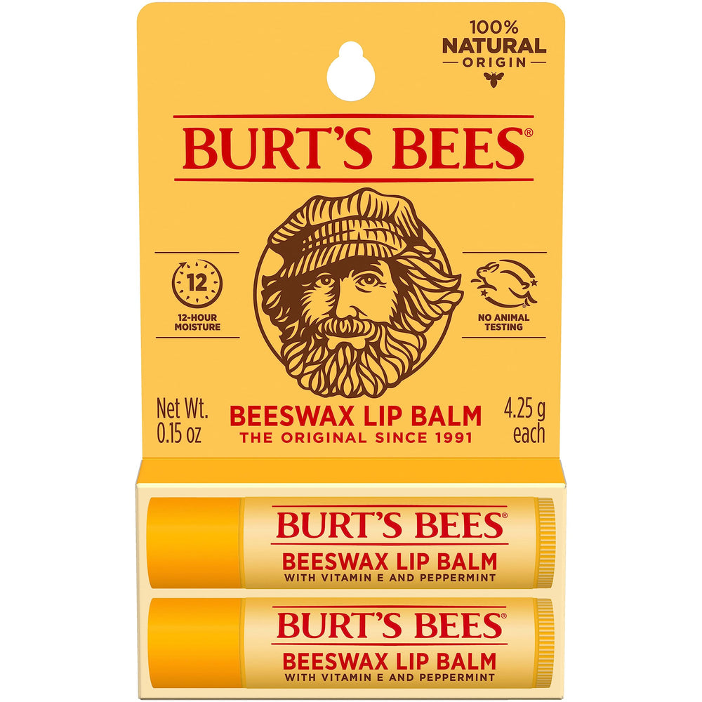 Burt's Bees Original Beeswax lip balm tube front for daily conditioning.