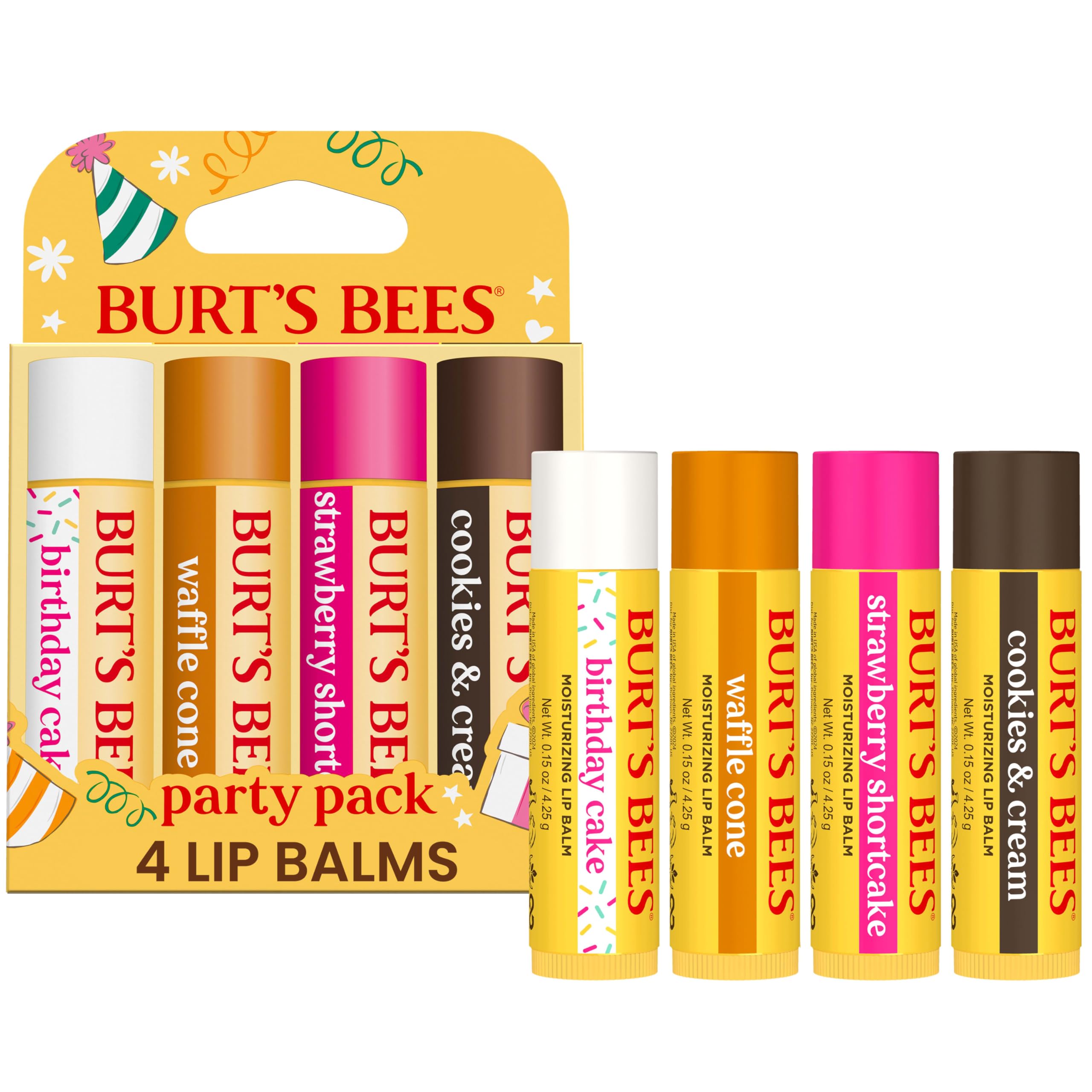 Burt's Bees Party Pack Birthday Cake tube gliding smoothly for everyday moisture