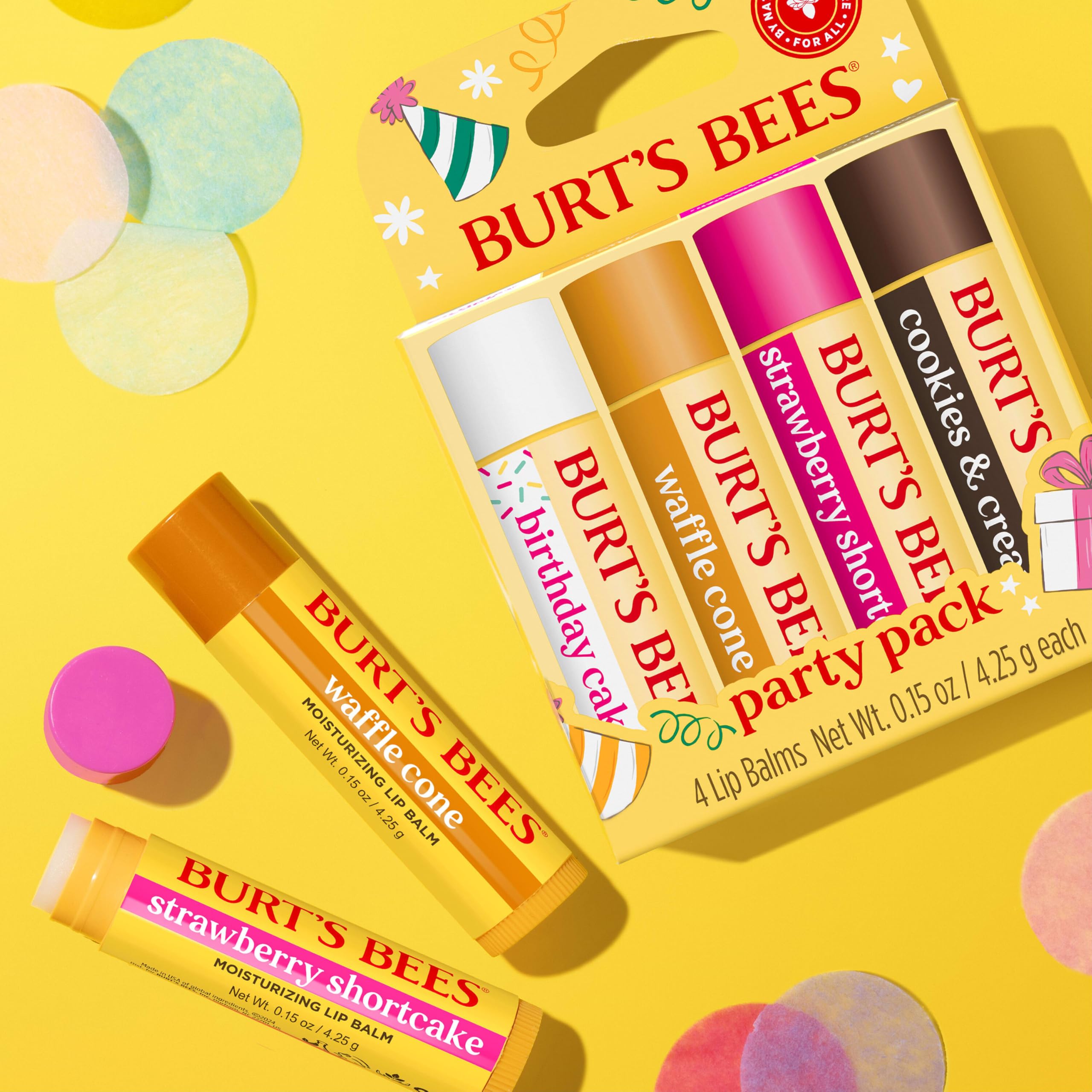 Burt's Bees Party Pack Strawberry Shortcake tube nourishes dry lips with natural oils