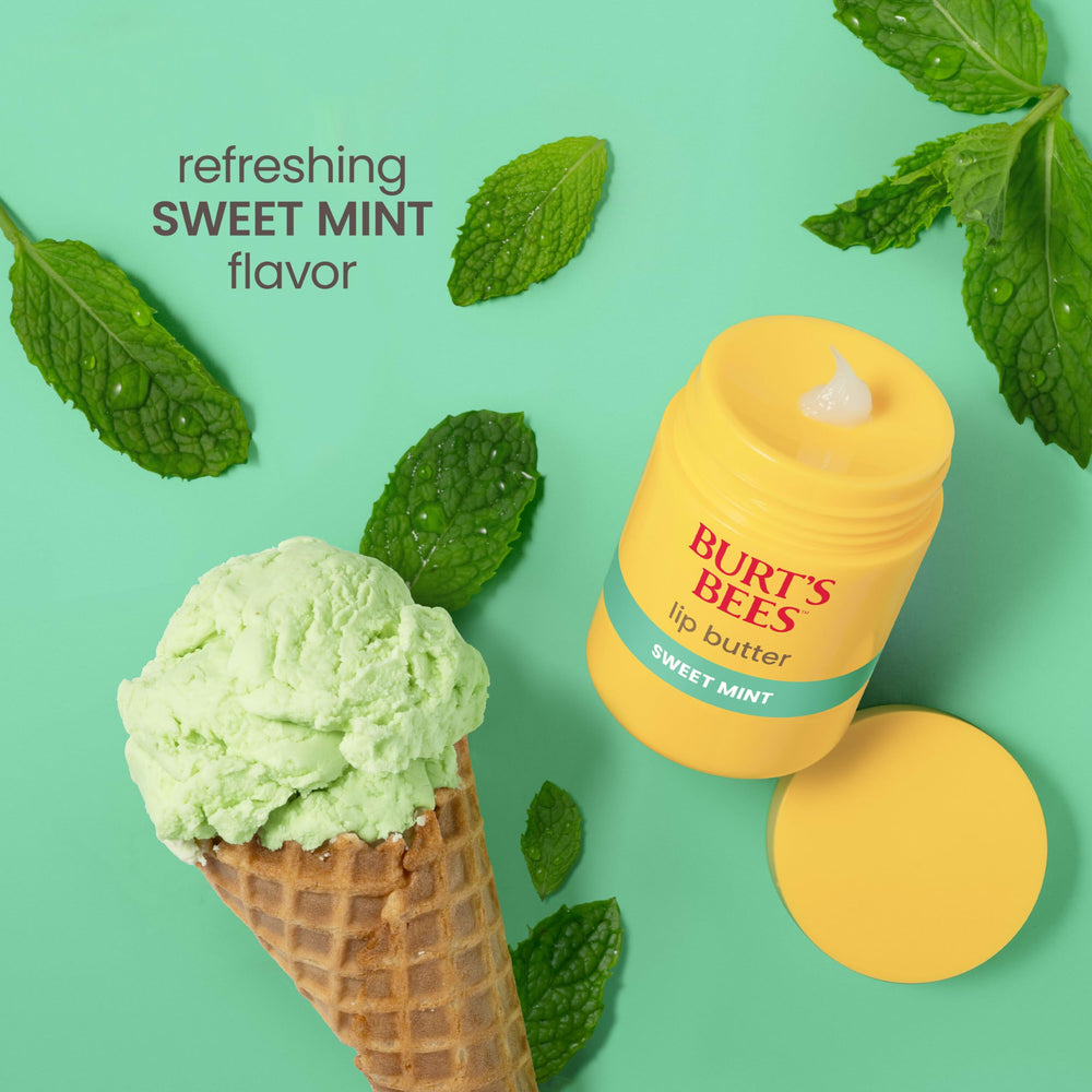Recyclable carton packaging for Burt's Bees lip butter.