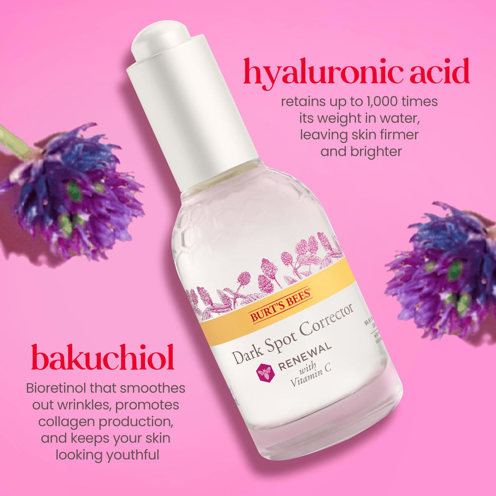 Burt's Bees Renewal serum texture close-up showing lightweight, easy application.