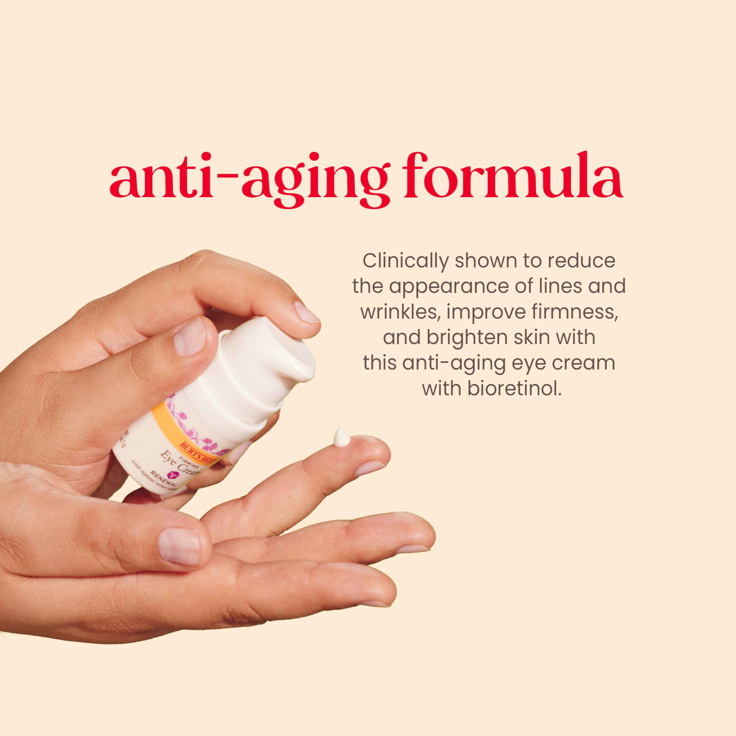 Burt's Bees Renewal Eye Cream dotted application around the eye area.