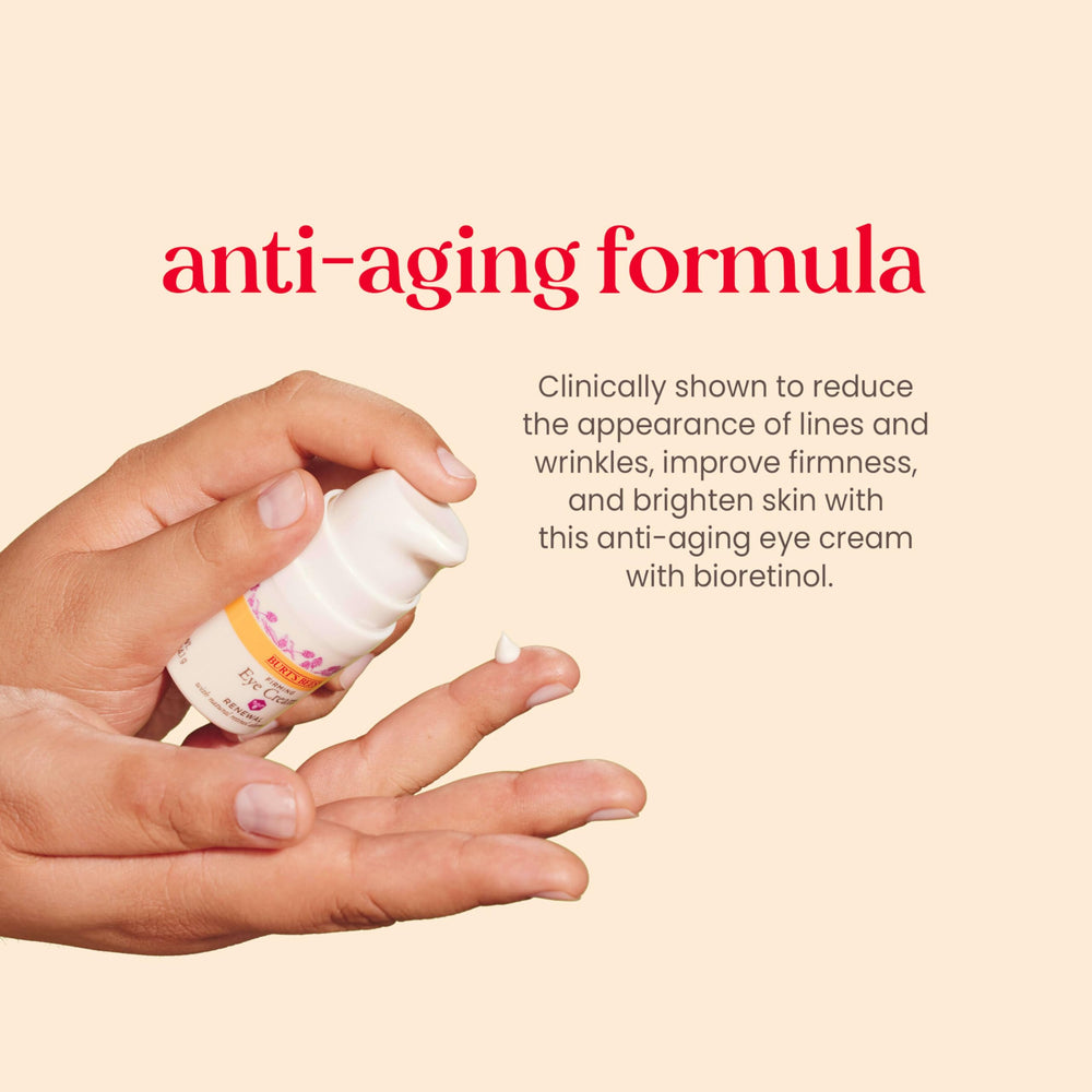 Burt's Bees Renewal Eye Cream dotted application around the eye area.