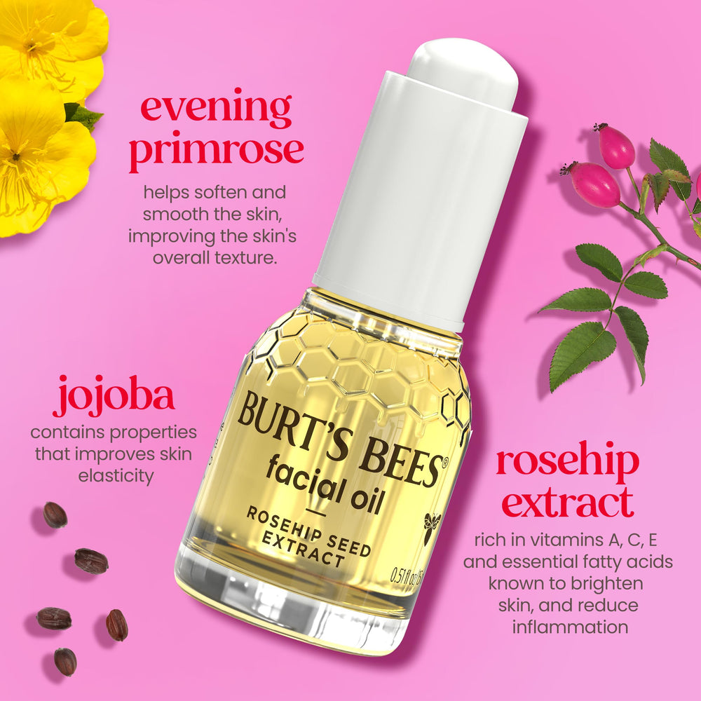 Burt's Bees Rosehip Face Oil texture shown as it glides into skin