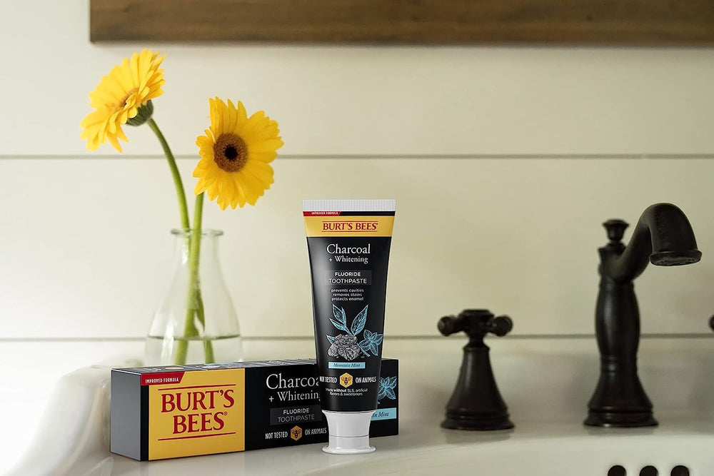 Minty glow and fluoride-rich look of Mountain Mint toothpaste.