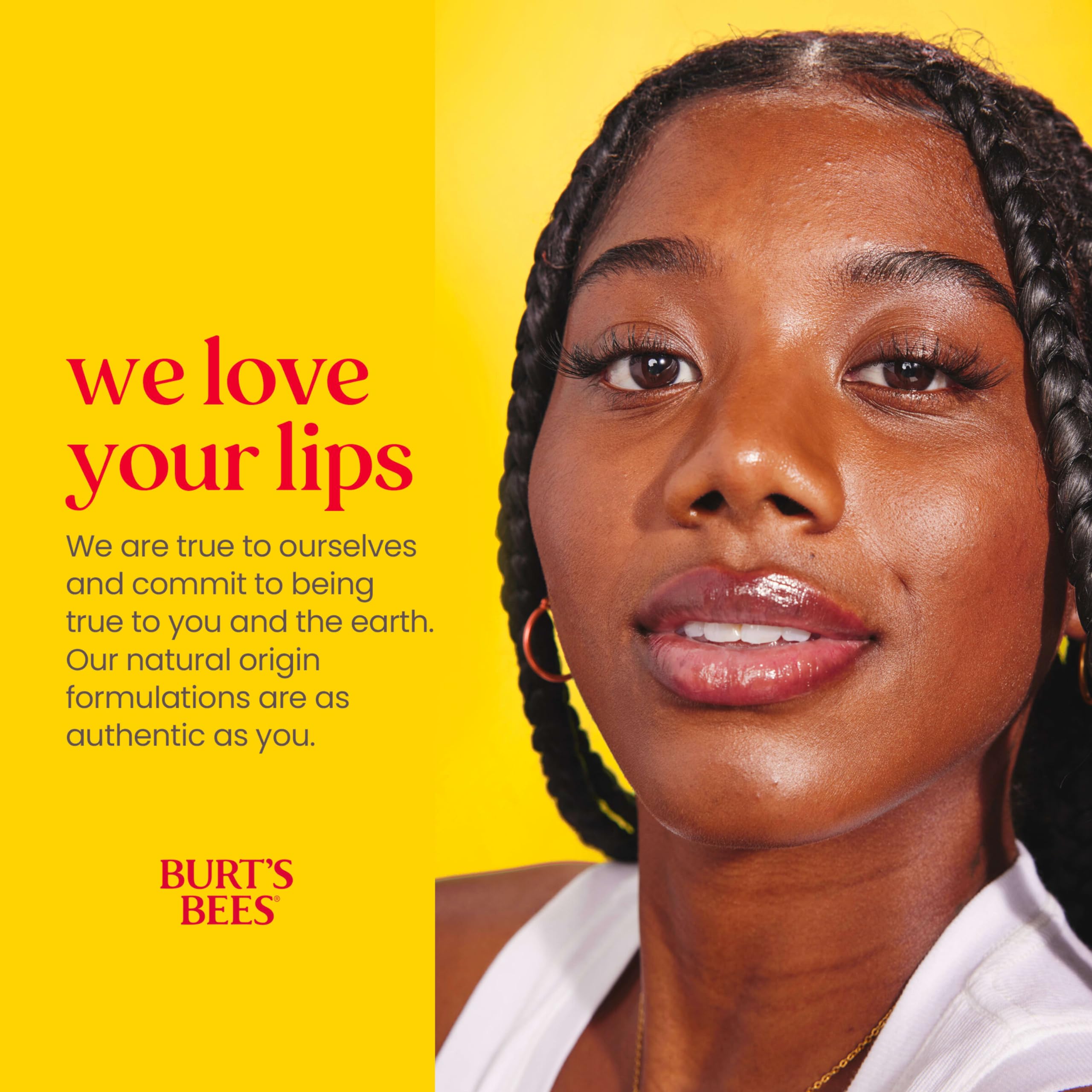 Burt's Bees tube made with recycled plant-based plastic packaging.