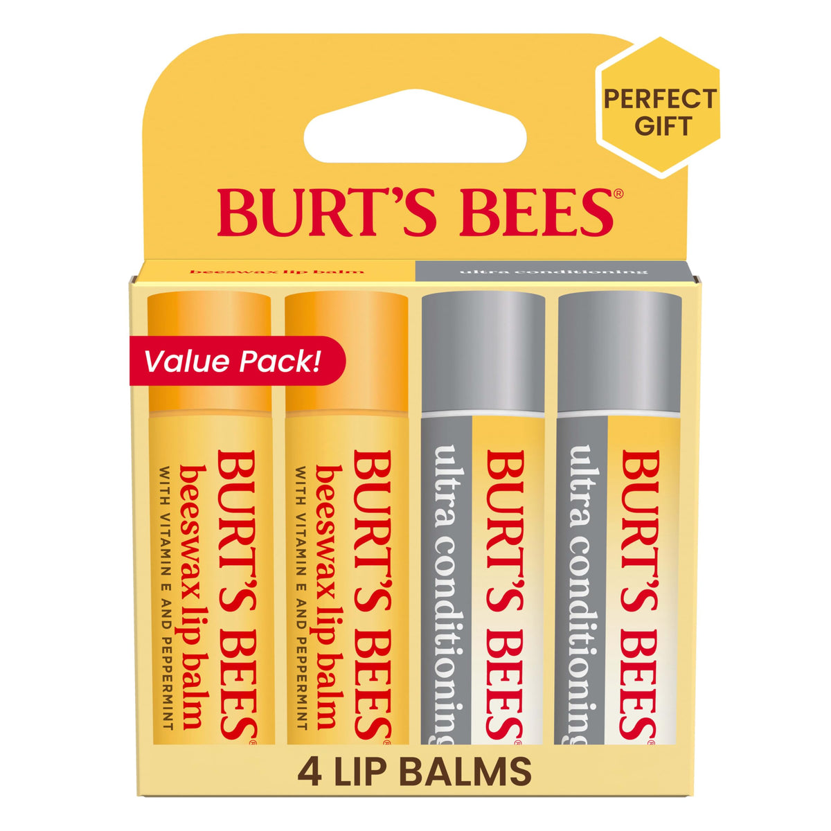 Burt's Bees Ultra Conditioning lip balm tube in hand for smooth lips