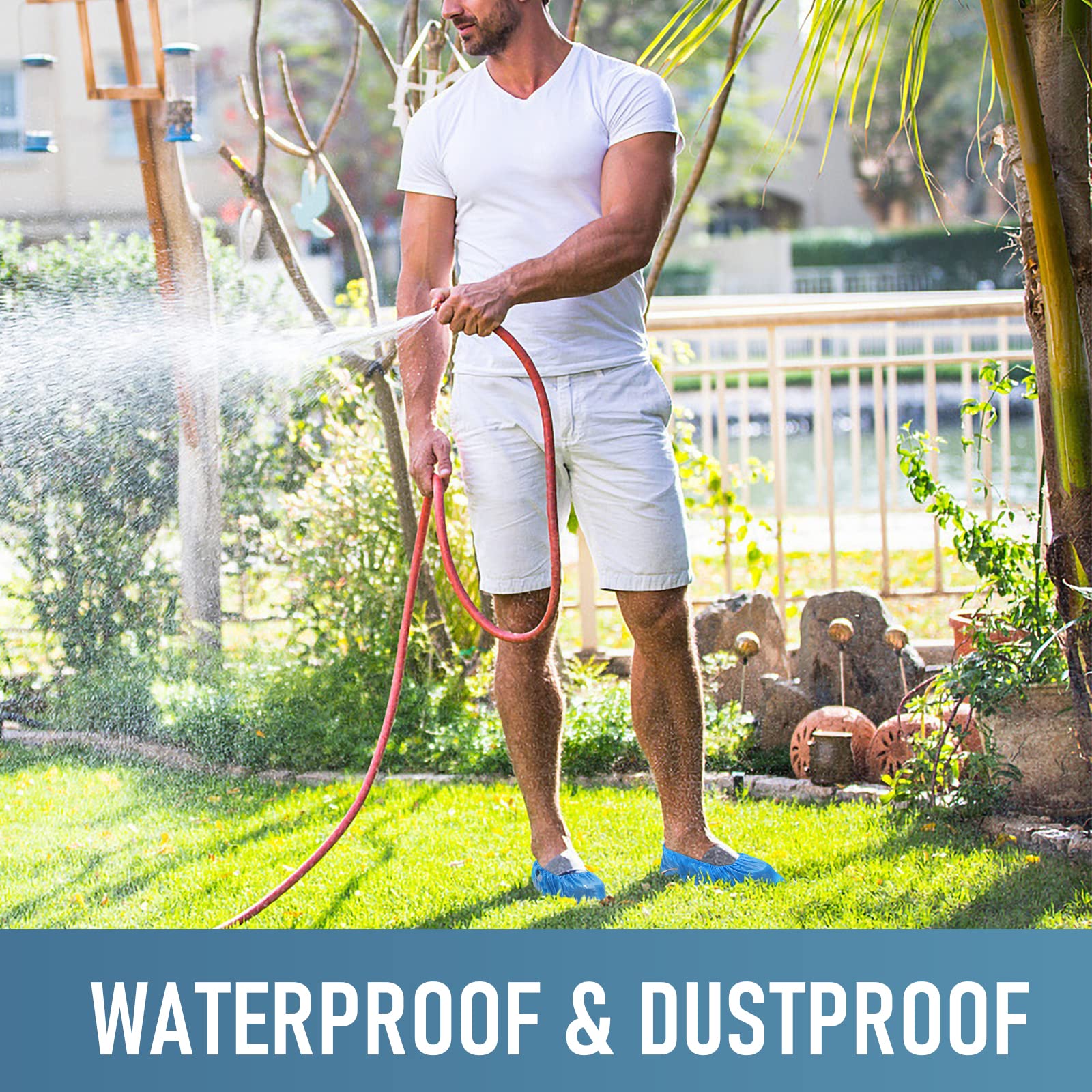 Buself shoe covers non-slip sole detail ensures safer steps on slick floors.
