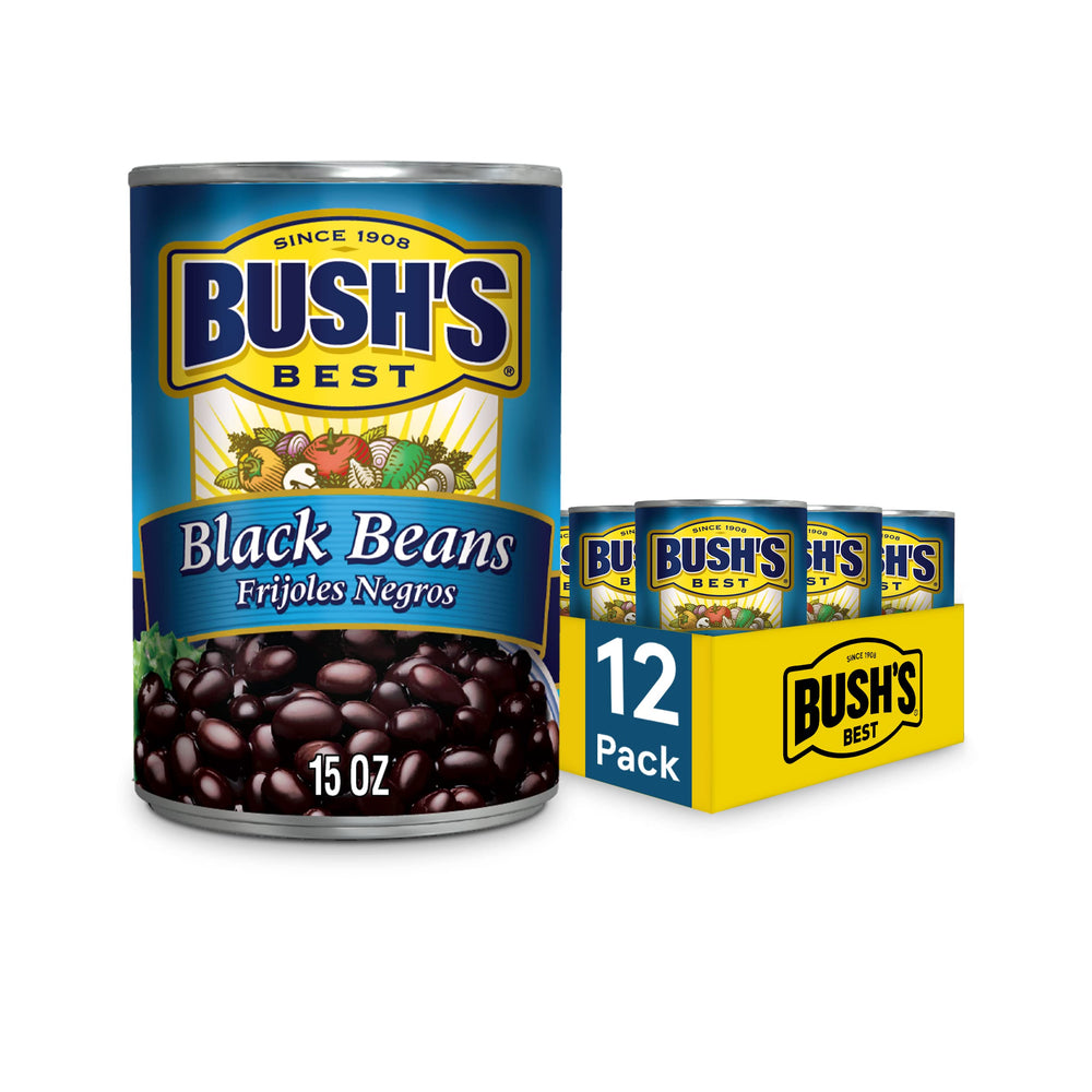 Bush's Best black beans with plump glossy skin for a protein-rich meal.
