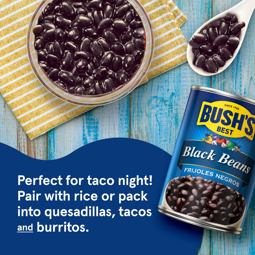 7g protein and 5g fiber per serving in Bush's Best black beans.