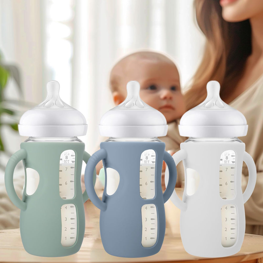 BUSOHA dishwasher-safe sleeve fits Avent 8 oz glass bottles for easy cleaning.