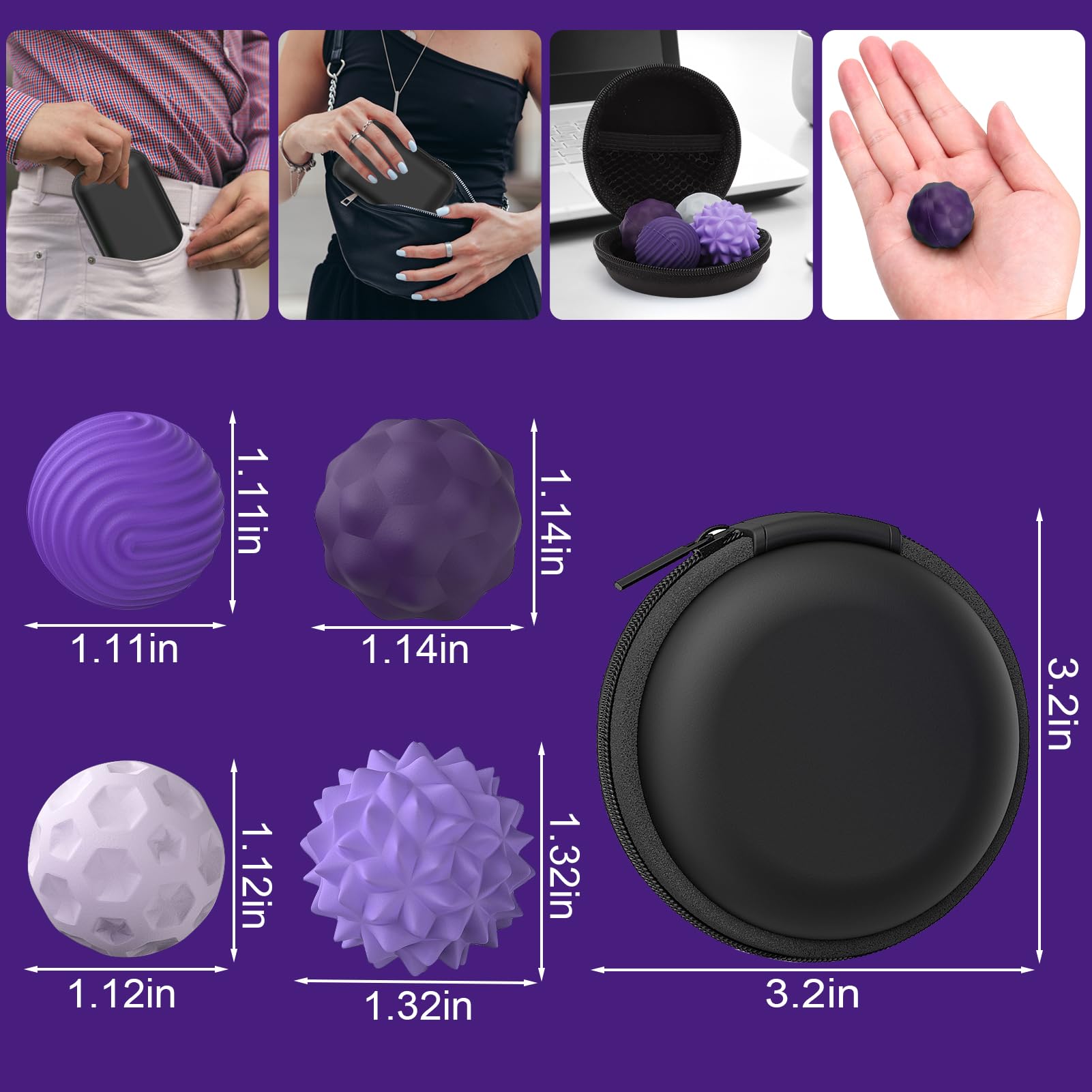 BUSOHA silicone fidget ball textures variety for tactile exploration