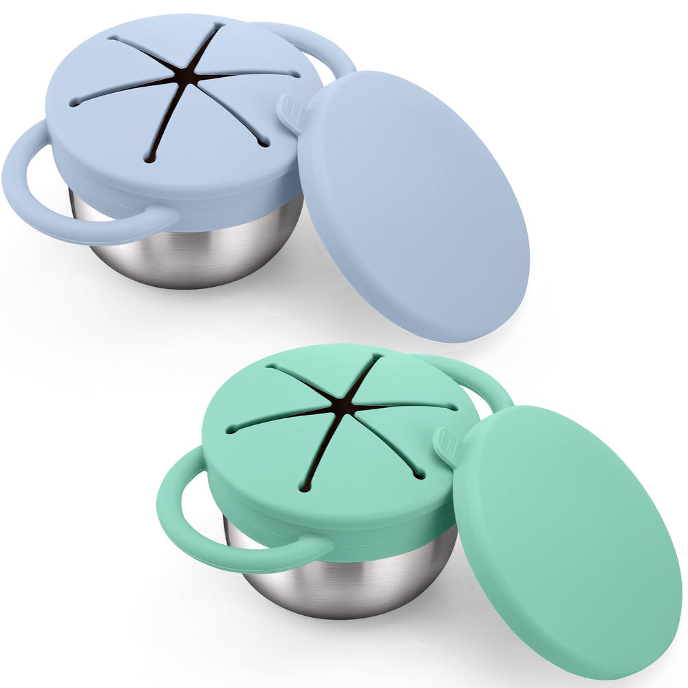 BUSOHA toddler snack cups with silicone lid, easy-grip for tiny hands.