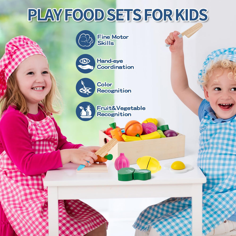 Busy edition wooden peeler and cutting board for realistic kitchen role play