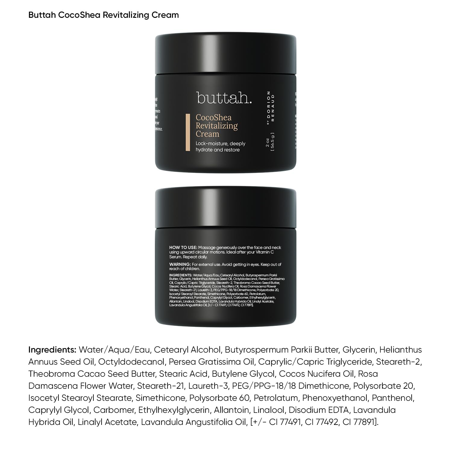 Buttah Skin CocoShea Revitalizing Cream jar closeup shows rich texture for dry skin
