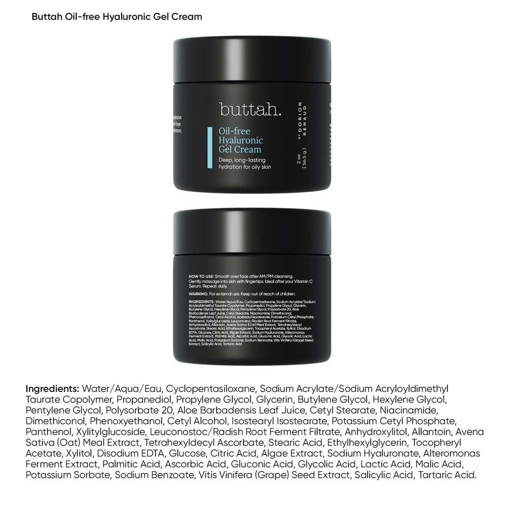 Buttah Skin texture close-up shows smooth gel-cream for quick absorption.