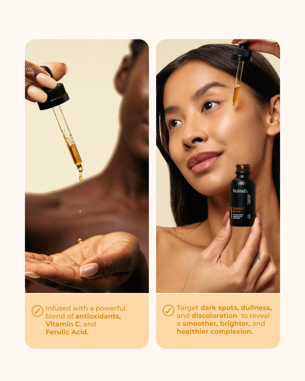 Buttah Skin Vitamin C Serum dropper for precise dispensing.