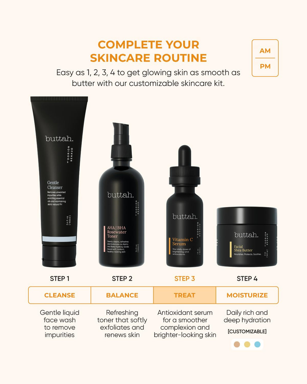 Buttah Skin Vitamin C Serum being applied to clean skin.