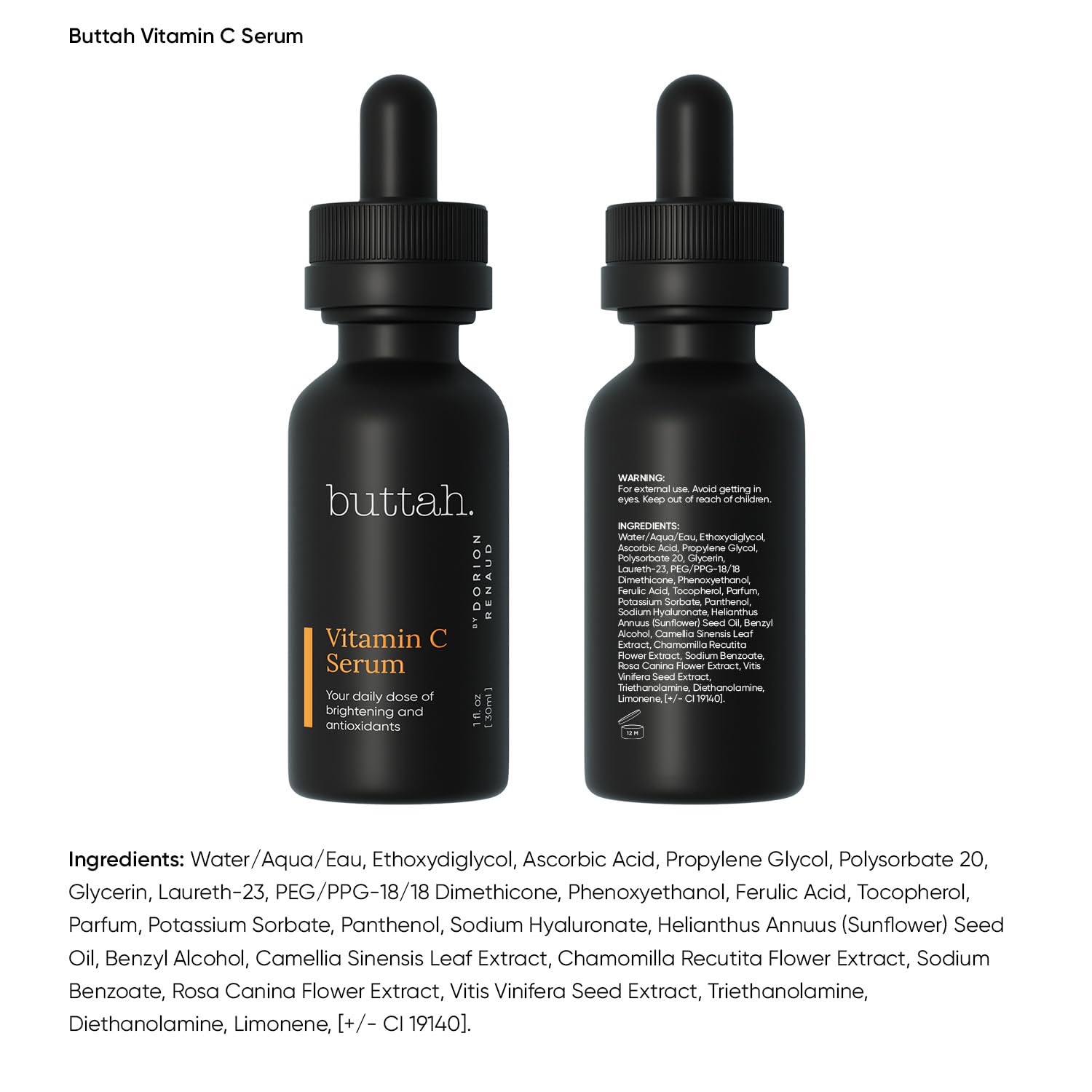 Buttah Skin Vitamin C Serum travel-size packaging.