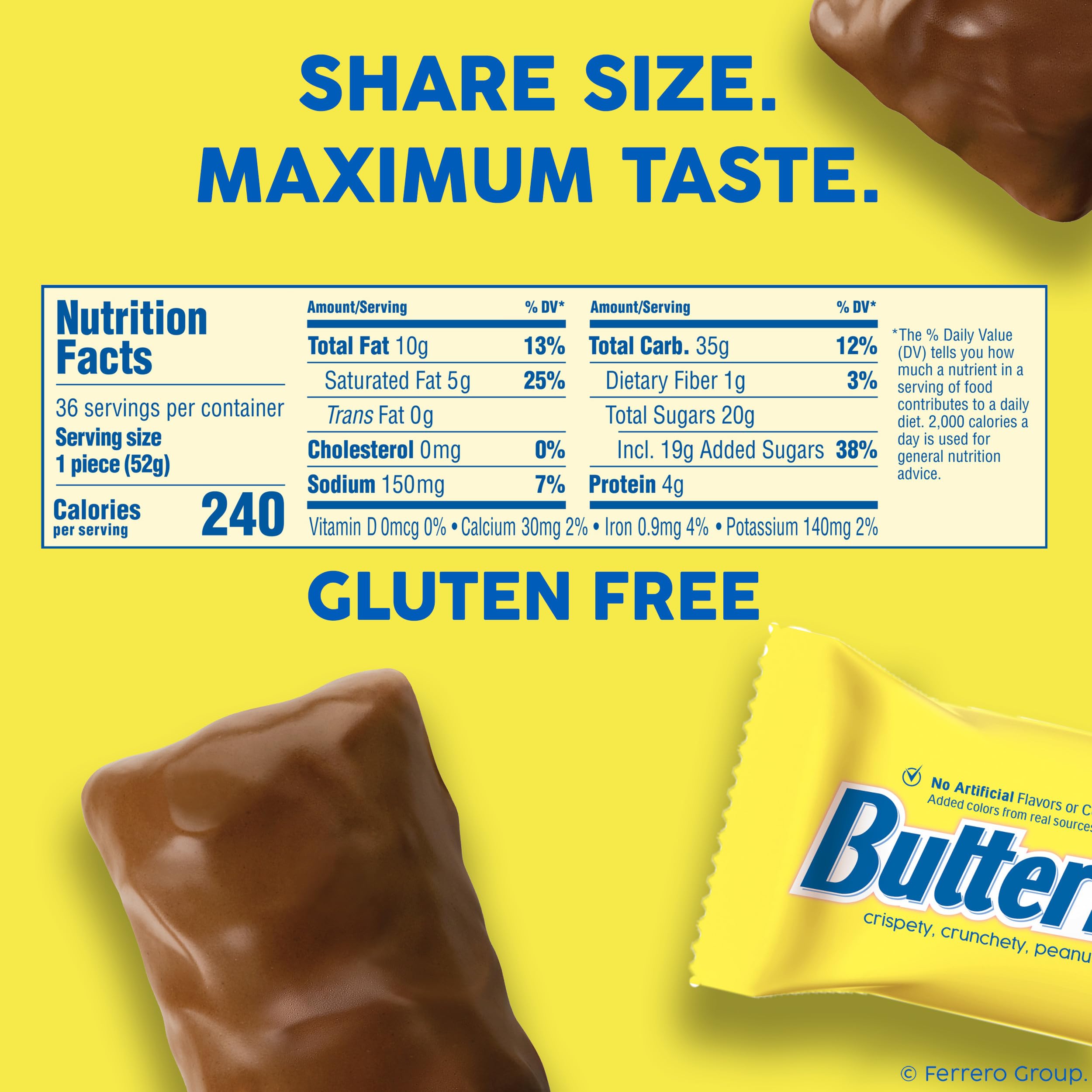 Close-up of crispety-crunchety texture on Butterfinger bar