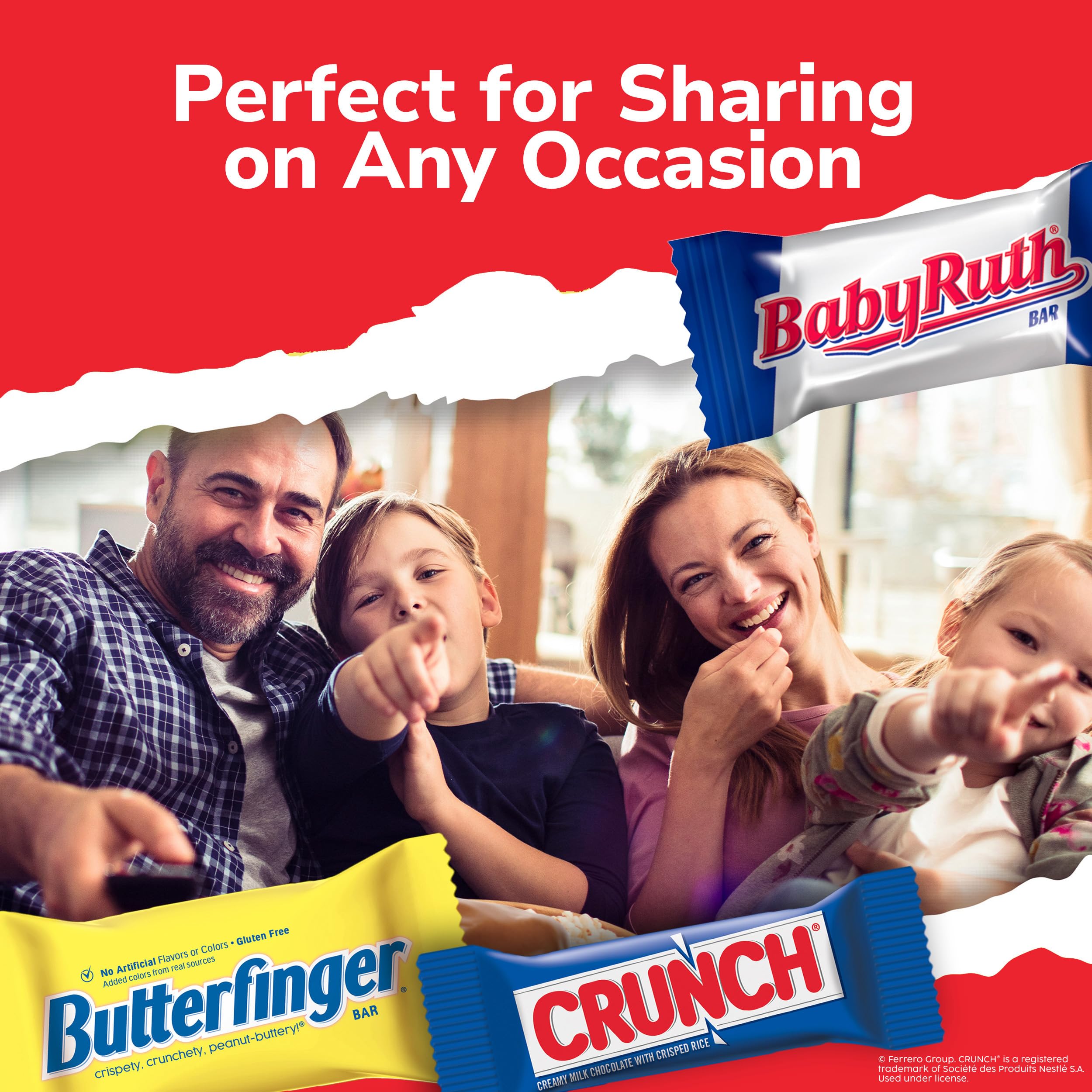 Butterfinger CRUNCH Baby Ruth assorted mini bars in a wide view, ideal for gifting.