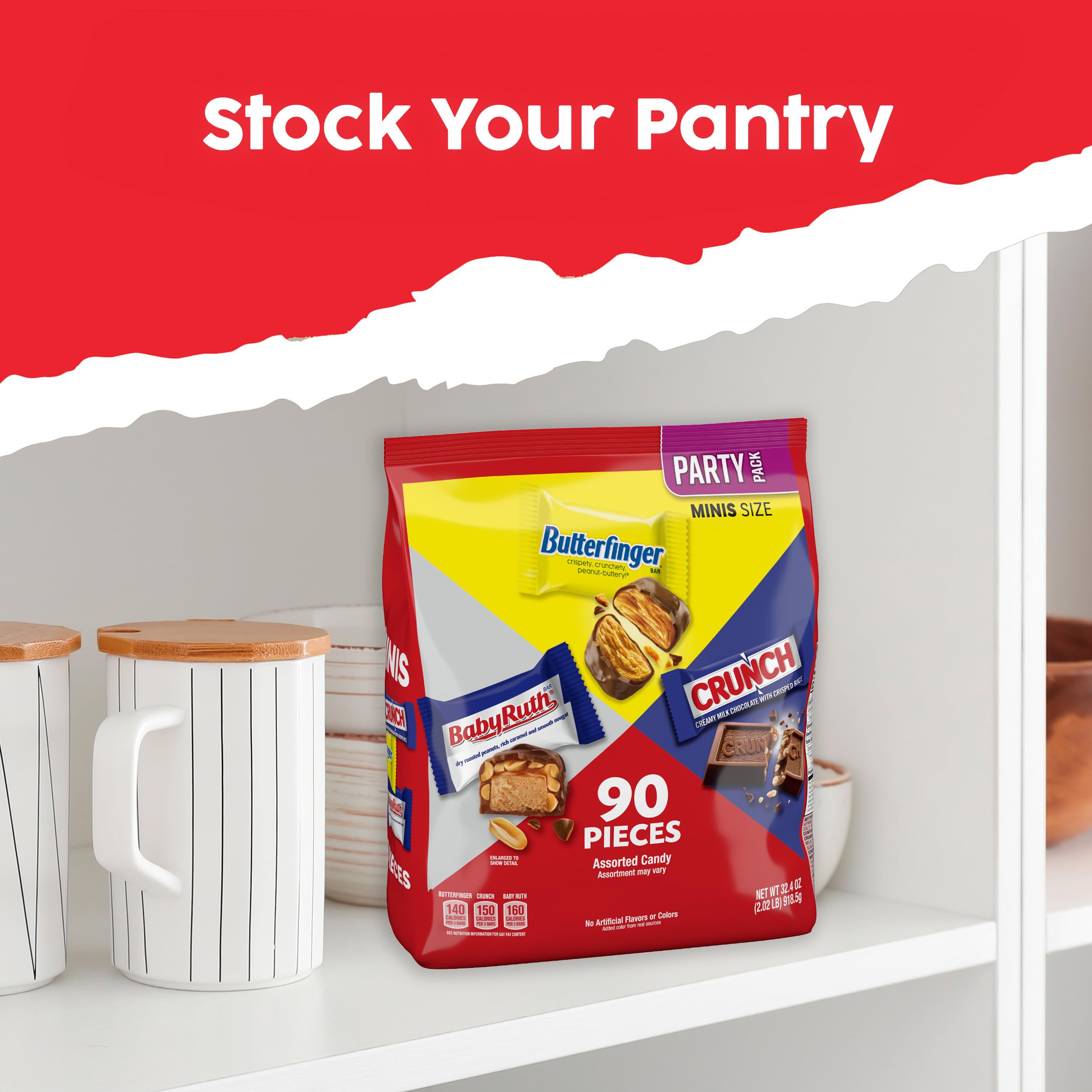 Butterfinger CRUNCH Baby Ruth minis on desk display, ideal for quick breaks.