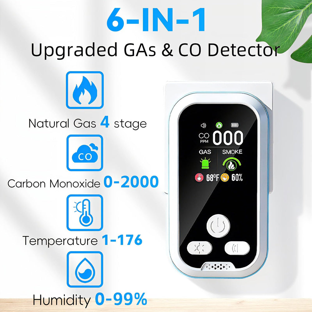 Buwheekoki 6-in-1 CO and gas readings support fast safety awareness.