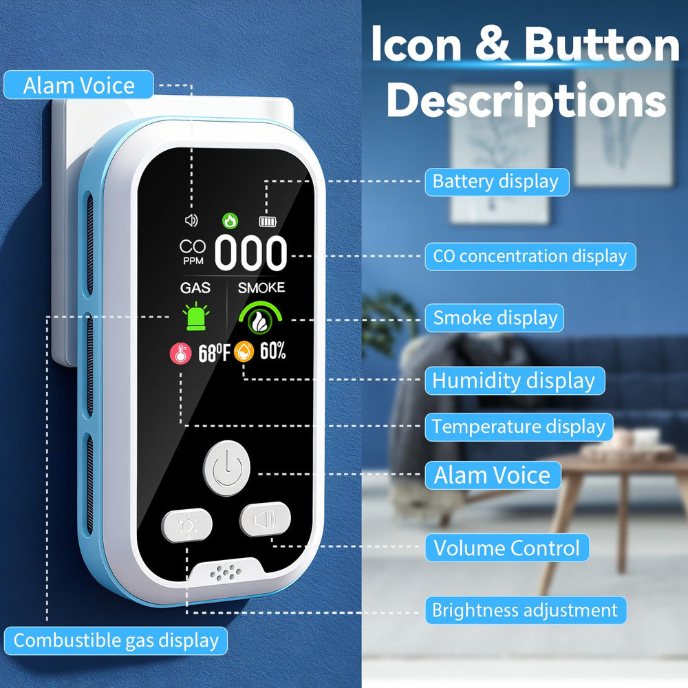Buwheekoki 6-in-1 with HD display provides quick CO and gas readings.