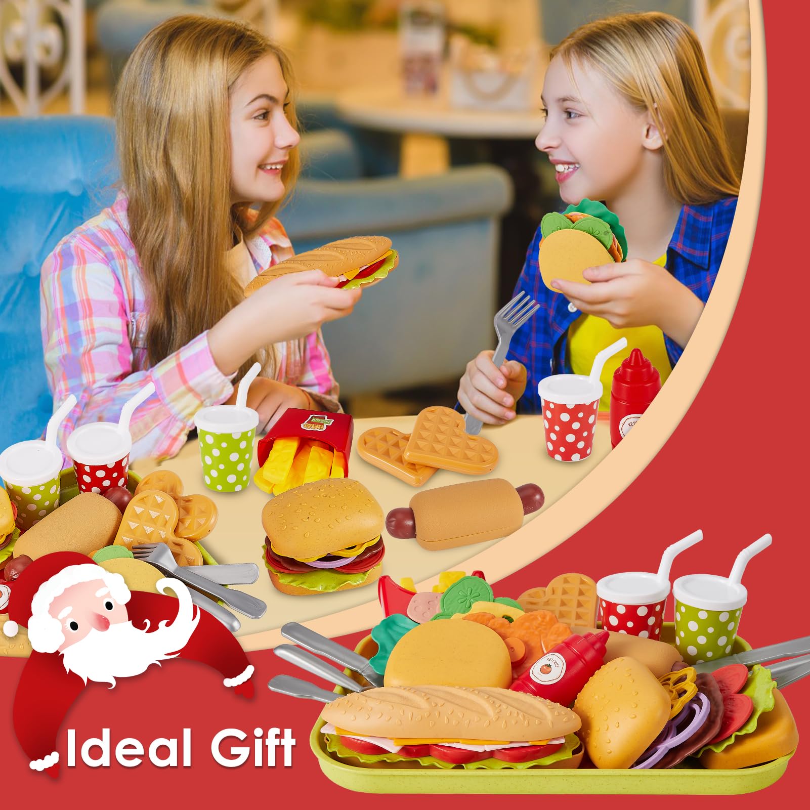 Buyger drinks and tray set supports organized pretend meals and role-play