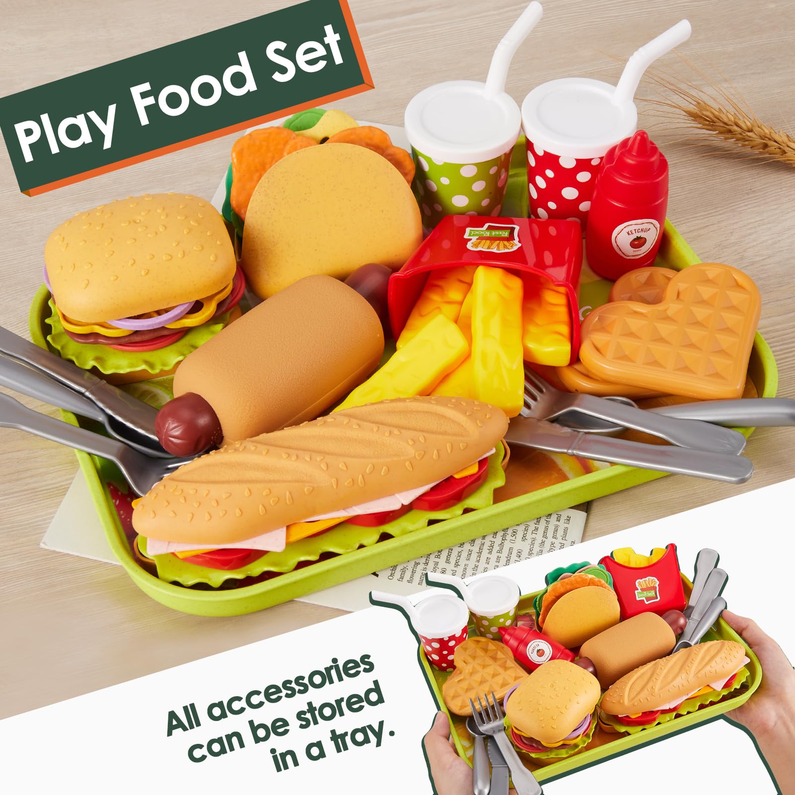 Buyger french fries play set with crisp shapes for shared pretend dining