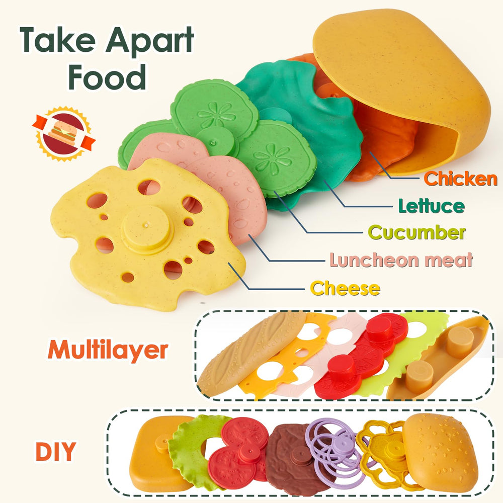 Buyger hamburger toy with sesame seeds for realistic pretend kitchen