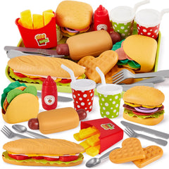 Buyger fast food play set hot dog with toppings for pretend meals
