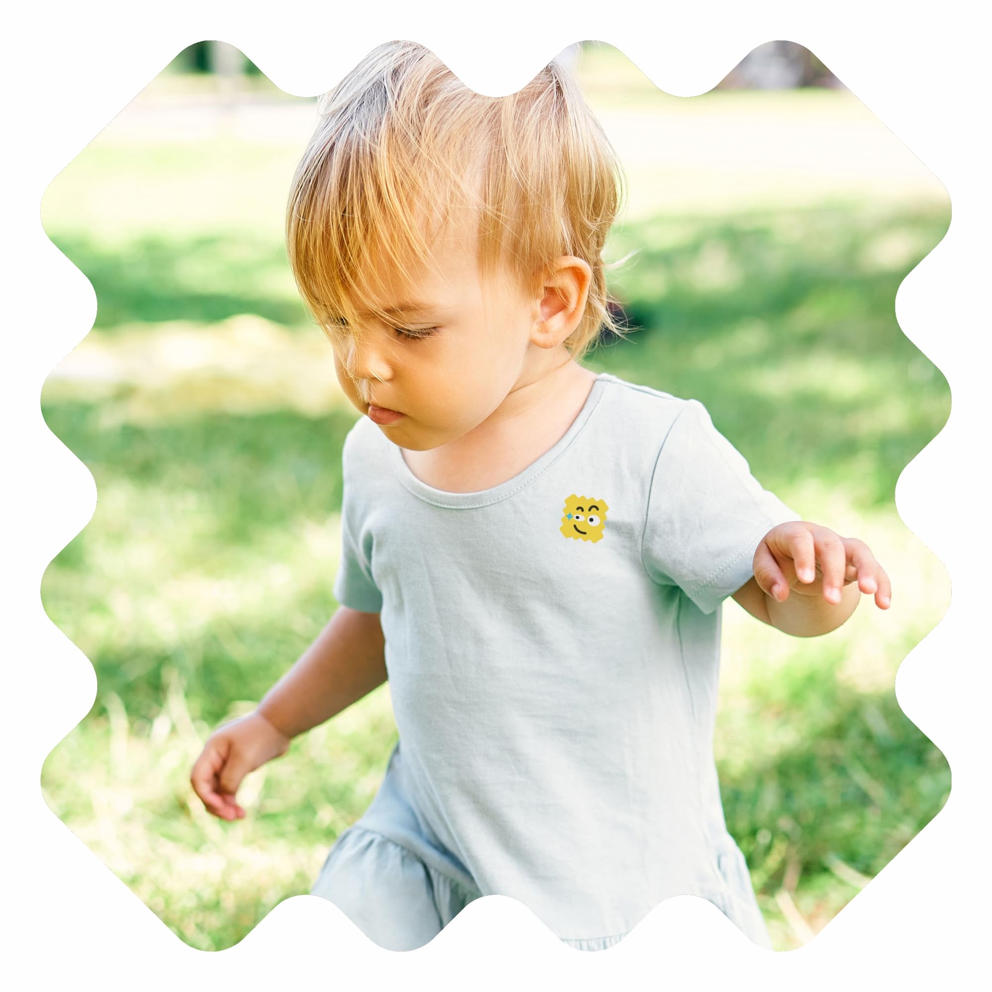 BuzzPatch mosquito patch close-up fabric texture highlights soft, skin-friendly non-woven material.