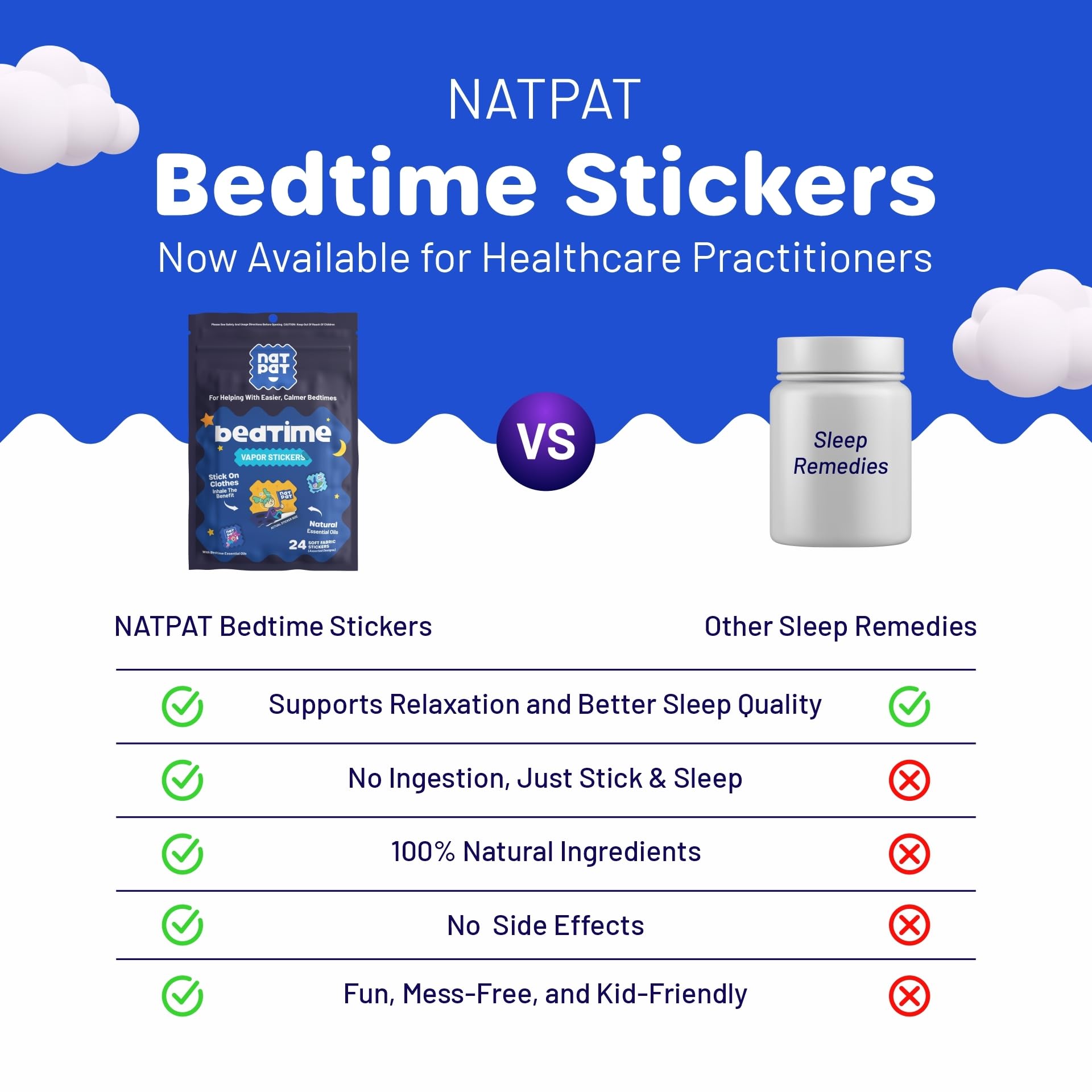 BUZZPATCH NATPAT child sleeping scene demonstrates kid-friendly bedtime support.