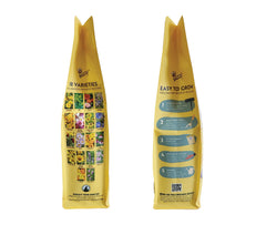 BUZZY Wildflower Seed Mix packaging highlights non-GMO seeds for biodiversity