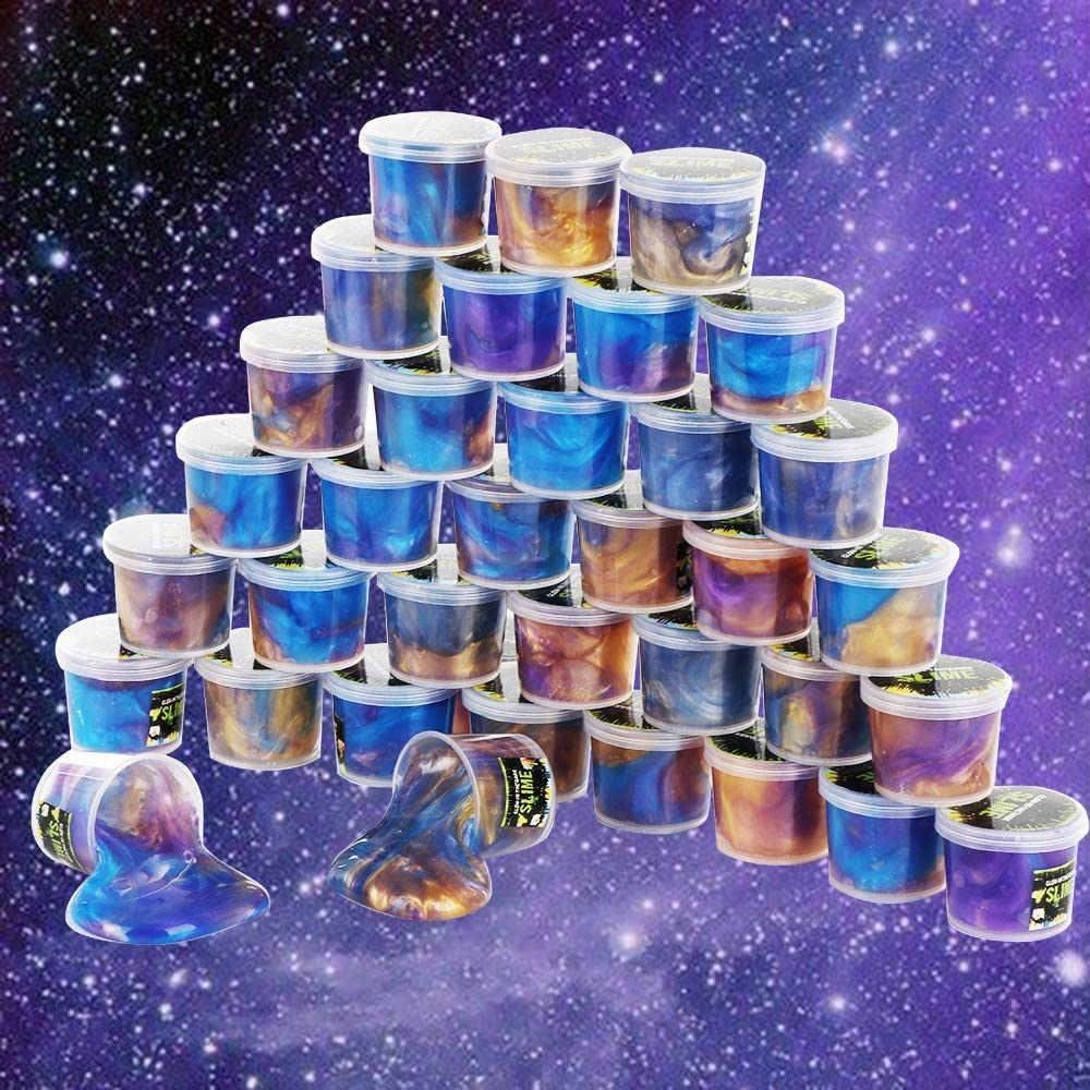 BVEHSR Galaxy Putty Slime soft texture closeup emphasizes non-stick easy handling.