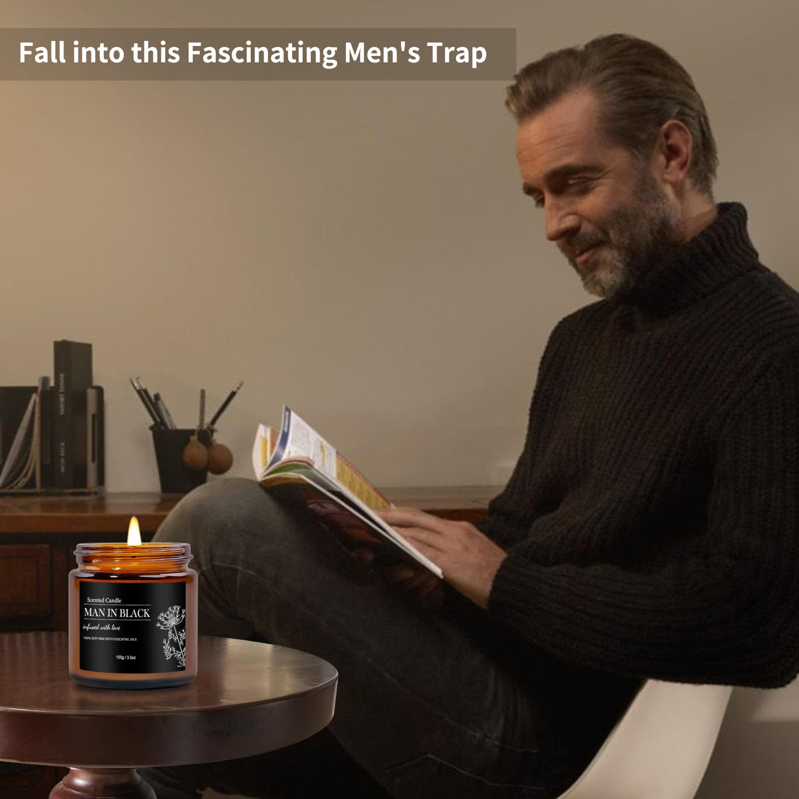 BVHDIA Man in Black candle in a black jar for a bold masculine touch