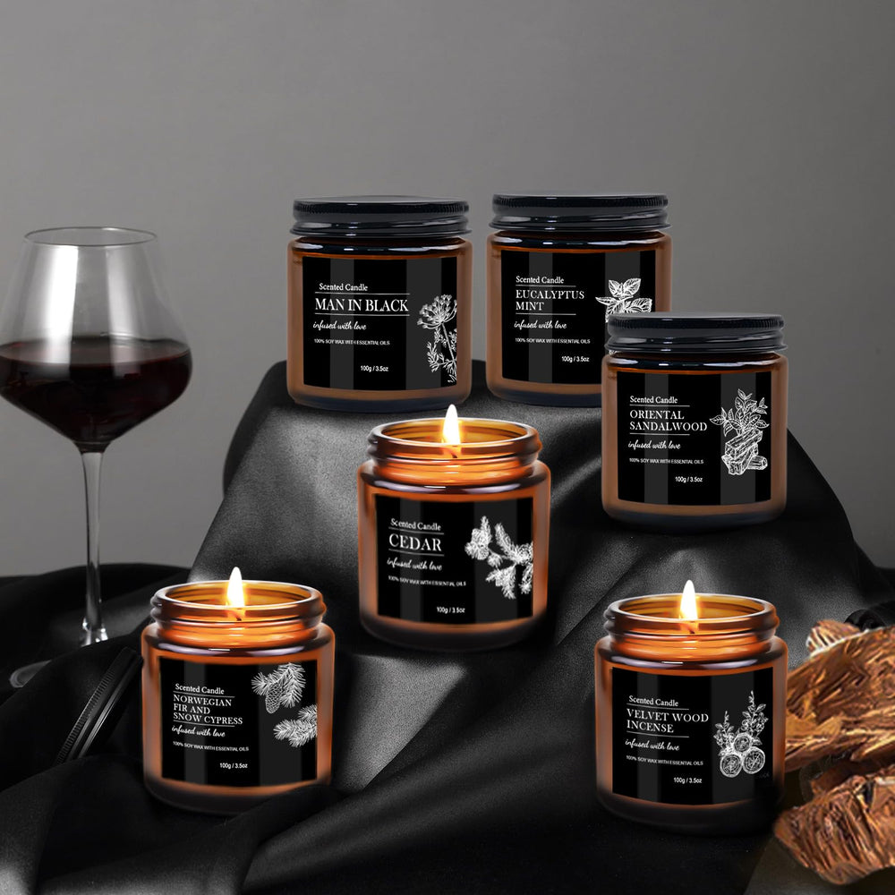 BVHDIA Norwegian fir and snow cypress candle in a black jar for a crisp atmosphere