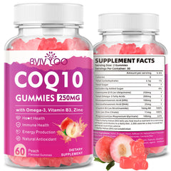 BVIVLOO Sugar-Free CoQ10 Gummies 60 count bottle for convenient heart health support.