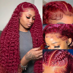 Bworto burgundy wig side view showcasing length and layered waves for everyday wear