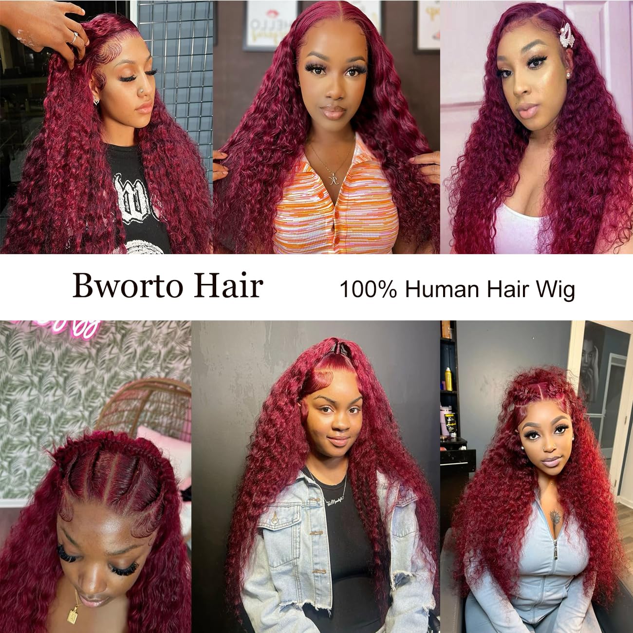 Bworto burgundy wig on display highlights rich color and premium hair quality