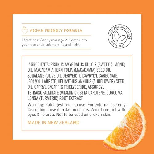By Nature Hydrating Face Oil ingredients: Vitamin C and Turmeric for brightening skin