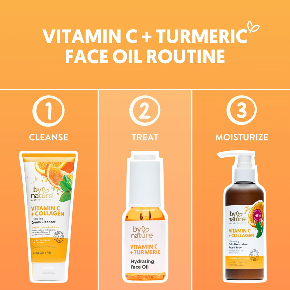 User massages By Nature Hydrating Face Oil into skin