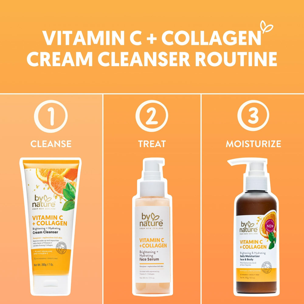 By Nature Vitamin C Collagen Face Cleanser gentle formula supports natural glow while removing makeup.