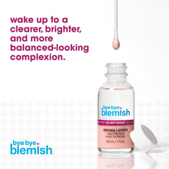 Bye Bye Blemish dab-on technique demonstrated for easy overnight spot treatment.