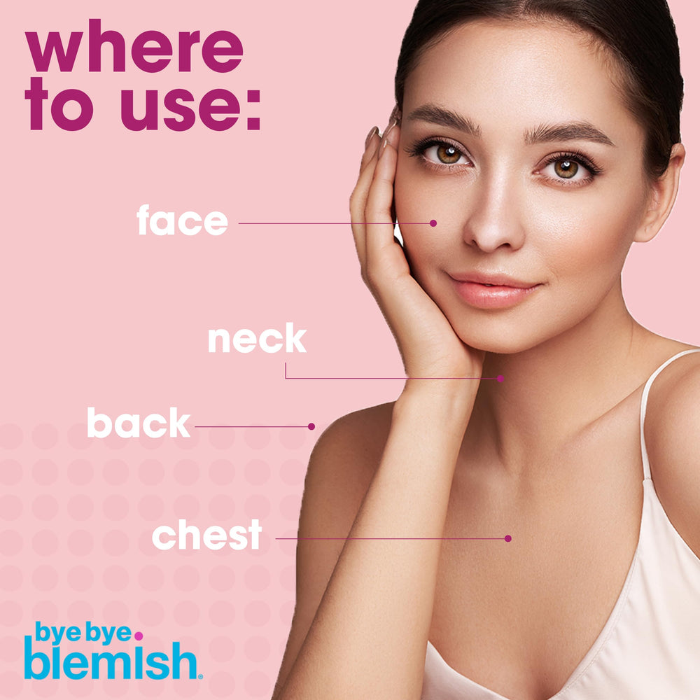 Bye Bye Blemish packaging front view highlights USA-made quality.